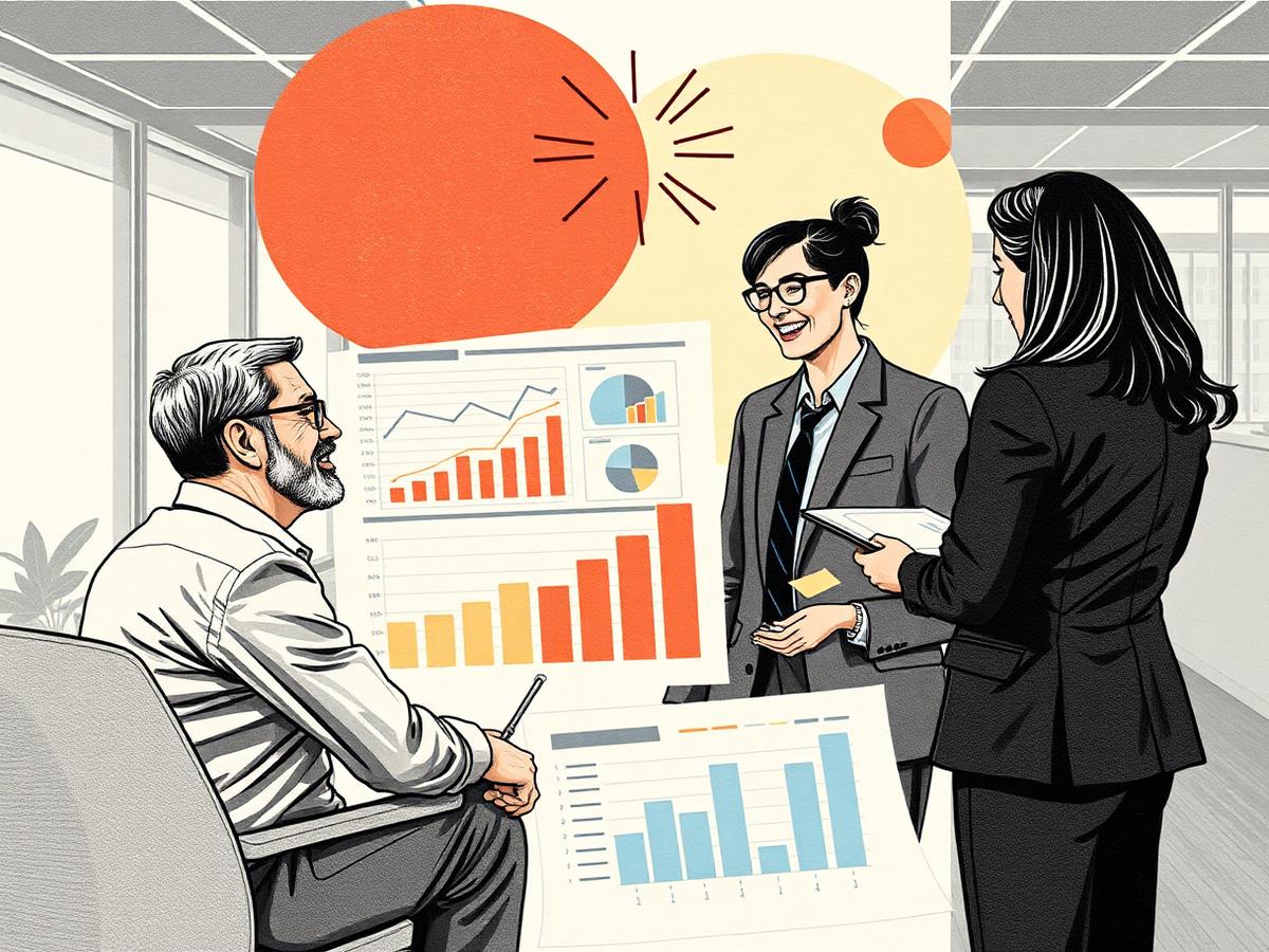 Business team reviewing growth