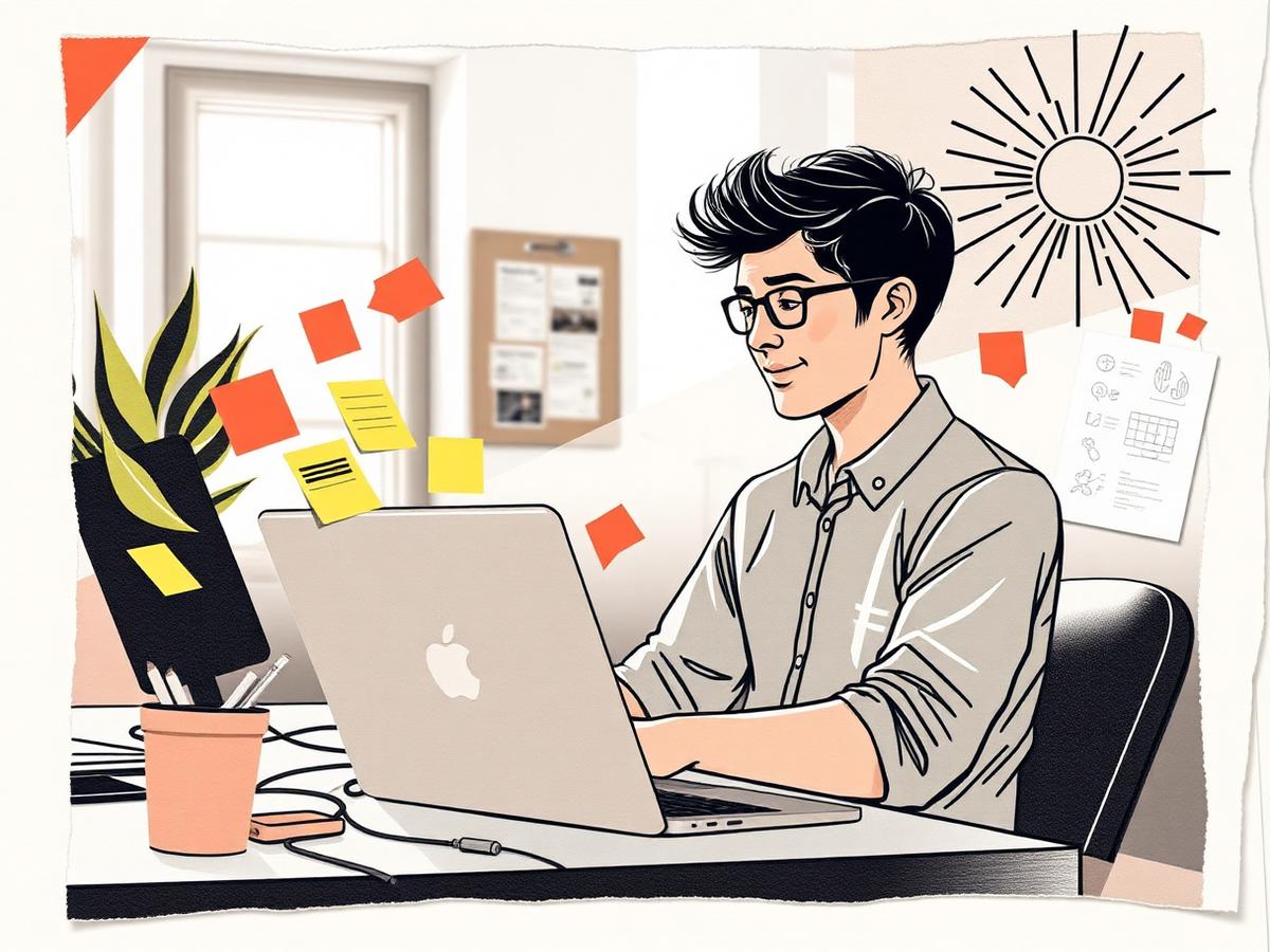 Founder at a laptop